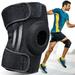 AOKESI Knee Brace for Women & Men Adjustable Compression Knee Support with Side Stabilizers & Patella Gel Pad for Knee Pain Relief ACL MCL Injury Recovery Black/Gray L-XXL