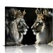 Nawypu Black and White Canvas Wall Art King and Queen Lion with Gold Crown Pictures Lion and Lioness Poster African Animal Prints Modern Framed Artwork for Bedroom Living Room Bathroom