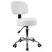 MOWENTA Round Rolling Stool with Back PU Leather Height Adjustable Swivel Drafting Work SPA Salon Stools Chair with Wheels White