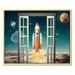 Chilfamy Outer Space In Window View Wall Art Boys Space Theme Posters Rocket Art Prints Planet canvas poster Universe Picture For Kids Boys Room Playroom Decor-Ready To Hang 16x12in/20x16in