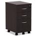 MOWENTA 15.88 in. x 20.5 in. x 28.38 in. Valencia Series 3-Drawer Mobile File Pedestal - Espresso