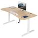 MOWENTA Height Adjustable 63 x 32 inch Stand Up Desk Crank System Workstation with Light Wood Table Top White Frame DESK-KIT-1MWC