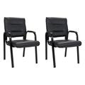 MOWENTA Set of 2 Office Leather Guest Chairs with Padded Arm Rest Reception Chairs Executive Side Chair with Bonded Leather and Black Metal Frame for Waiting Room Conference Reception Meeting