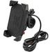 USB Charge Mount for Motorcycle Bike ATV Cell Phone GPS Handlebar & Rear-View Mount Clamp Cellphone Holder Clip USB Charger Universal for Smartphones Work with 12V/24V Vehicles