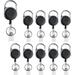 10 Pack Heavy Duty Black Carabiner Badge Reels Retractable-ID Badge Holder Id Clips for Badges Id Badge Reel Retractable Id Badge Clip with Clear Vinyl Strap (Round Black)