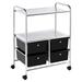 MOWENTA 2 Shelves Plastic Storage Cart with 4 Drawers Rolling Storage Cart on Wheels Stable Steel Frame Metal Rack Shelf Palette Organizer