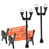 Mini Park Chair Road Funny Benches Kids Furniture Playset Toy Plastic Child 4 Sets