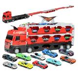 FNNMNNR 2023 New Mega Hauler Truck with Ejection Race Track Kidsâ€˜ Deform Catapulting and Shooting Big Truck Folding Storage Transporter Toy Car Transporter Truck Toy Set