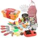 42 PCS Kitchen Set Pretend Play with Chef Hat Apron Kitchen Toy Stove Pan Spoon Vegetables Fruits Storage Basket Children Chef Role Playset Cooking Set Educational Gift for Toddlers Kids Girls Boys