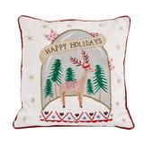 HGTV Home Collection Snow Globe Happy Holidays Pillow White 18 in