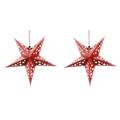 NUOLUX 2pcs 45cm Paper Star Lantern 3D Pentagram Lampshade for Christmas Xmas Party Holloween Birthday Home Hanging Decorations (Red)