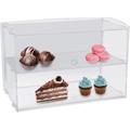 MONIPA 2 Tier Transparent Acrylic Cake Display Cabinet Dust-Proof Acrylic Bread Box Bread Display Box Kitchen Food Storage Bin Display Countertop Holder