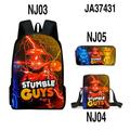 Stumble Guys Collision Party Backpack Backpack Pencil Bag Small Satchel Three-piece Set