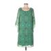 Tacera Casual Dress - Shift Scoop Neck 3/4 sleeves: Green Dresses - Women's Size Large