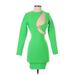Superdown Cocktail Dress - Party Plunge Long sleeves: Green Print Dresses - New - Women's Size X-Small