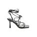 Heels: Strappy Stilleto Cocktail Party Black Print Shoes - Women's Size 39 - Open Toe