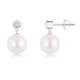 Japanese Akoya Pearl Drop Earrings with Bezel Diamond