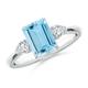 Emerald-Cut Aquamarine and Pear Diamond Three Stone Engagement Ring