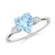 Heart-Shaped Aquamarine and Pear Diamond Three Stone Engagement Ring