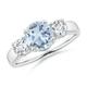 Classic Aquamarine and Diamond Three Stone Engagement Ring