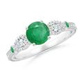 Aeon Vintage Style Emerald and Diamond Three Stone Engagement Ring with Milgrain