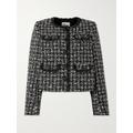 Self-Portrait - Crystal-embellished Cropped Metallic Bouclé-tweed Jacket - Black