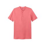 Men's Big & Tall Shrink-Less Lightweight Henley Longer Length T-Shirt by KingSize in Coral Pink (Size L) Henley Shirt