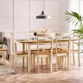 Salcombe Extending Rectangular Wooden Dining Table & 6 Whitby Oak Cream Dining Chairs
