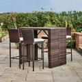5 Piece Rattan Outdoor Garden Furniture, High Bar Dining Patio Table