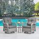 Grey Rattan Garden Furniture Swivel Chair Set Side Table Indoor and Outdoor Use