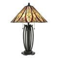 Table Lamp Open Tiffany Style Coloured Shade Valiant Bronze LED E27 60W