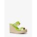 Michael Kors Lucinda Leather Wedge Sandal Green 8.5