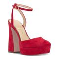 Jessica Simpson Shoes | Jessica Simpson Womens Red 1" Platform Deirae Leather Pumps Shoes 8.5 M | Color: Red | Size: 8.5