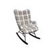 'Check' - Wing Back Rocking Nursing Chair With Checked Tartan Fabric - Grey White Black