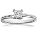 18ct White Gold Princess 1/2ct Diamond L-Shape Solitaire Ring - PR0AXL915818KW