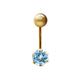 9ct Gold Blue CZ Solitaire Banana Belly Bar Body Piercing 10mm - JBJ131