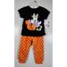 Disney Matching Sets | Disney Girls Minnie 2 Piece Halloween Set Short Sleeve T-Shirt & Pants Size 2t | Color: Black/Orange | Size: 2tg