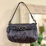 Coach Bags | Coach Dark Gray Shimmering Signature C’s Pattern Chainlink Wristlet Wallet Purse | Color: Blue/Gray | Size: Os