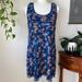 Free People Dresses | Free People Floral Tiered Ruffle Y2k Mini Dress Tunic Large | Color: Blue | Size: L
