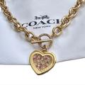 Coach Jewelry | Coach | Pav Heart Chain Toggle Necklace | Color: Gold/Pink | Size: Os