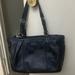 Coach Bags | Coach Metallic Blue Leather Handbag | Color: Blue | Size: Os