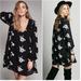 Free People Dresses | Free People Embroidered Emma Long Sleeve Mini Tunic Black White Dress | Color: Black/White | Size: M