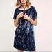 Anthropologie Dresses | Anthropologie Floreat Blue Gray Crinkle Velvet Dress, S. | Color: Blue/Gray | Size: S