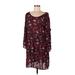 William Rast Casual Dress - Mini Scoop Neck 3/4 sleeves: Burgundy Print Dresses - New - Women's Size Large