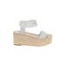 Vince. Sandals: Slip On Wedge Casual White Solid Shoes - Women's Size 8 - Open Toe