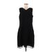 Coldwater Creek Casual Dress - Shift V-Neck Sleeveless: Black Solid Dresses - Women's Size Medium Petite