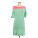 Lilly Pulitzer Casual Dress - Mini Scoop Neck Short sleeves: Green Color Block Dresses - Women's Size Large