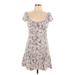 Sonoma Goods for Life Casual Dress - Mini V-Neck Short sleeves: White Floral Dresses - Women's Size Large