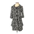 Joseph Ribkoff Coat: Knee Length Black Leopard Print Jackets & Outerwear - Women's Size 2