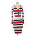 No Boundaries Casual Dress - Sweater Dress: Red Stripes Dresses - Women's Size Small